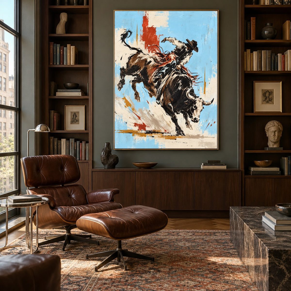 Eight Seconds of Sky - library lounge - western pop art painting