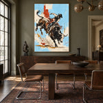 Eight Seconds of Sky - wood dining room - western pop art painting