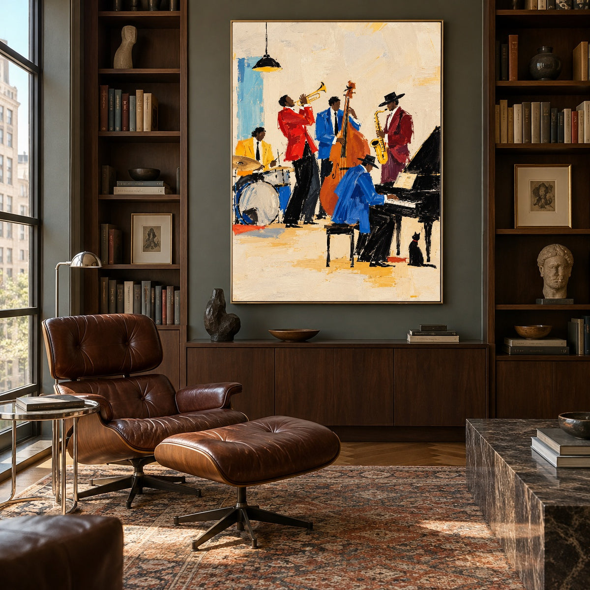 Evening in Full Swing - library lounge - western pop art painting
