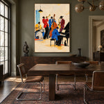 Evening in Full Swing - wood dining room - western pop art painting