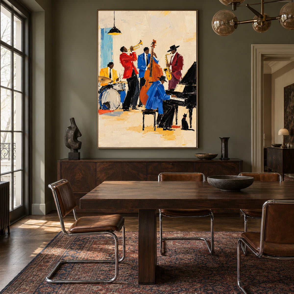 Evening in Full Swing - wood dining room - western pop art painting