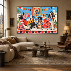 Fiesta in Bloom - living room hero - western pop art painting