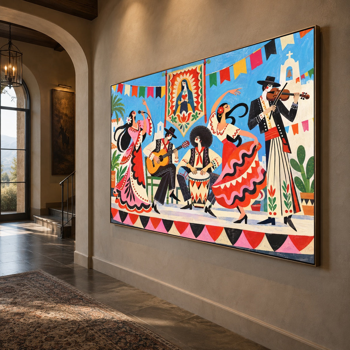 Fiesta in Bloom - oblique close view - western pop art painting