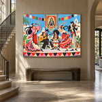 Fiesta in Bloom - staircase entry - western pop art painting