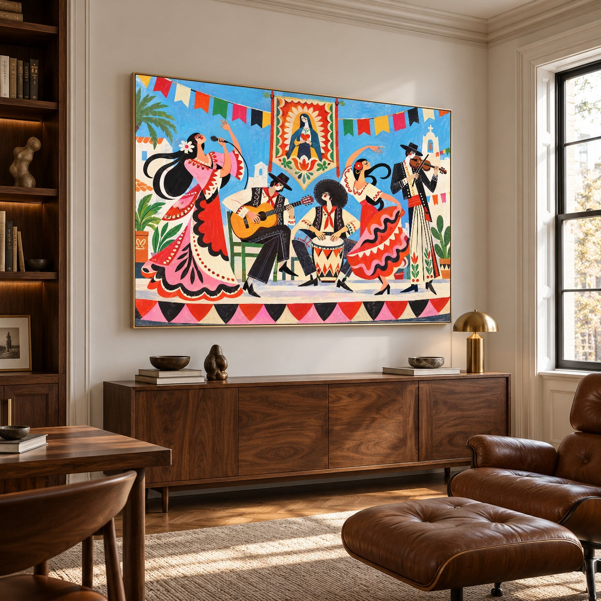 Fiesta in Bloom - library lounge - western pop art painting