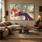 Floral Jacket Pause - living room hero - western pop art painting