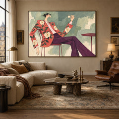 Floral Jacket Pause - living room hero - western pop art painting