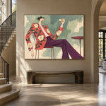 Floral Jacket Pause - staircase entry - western pop art painting