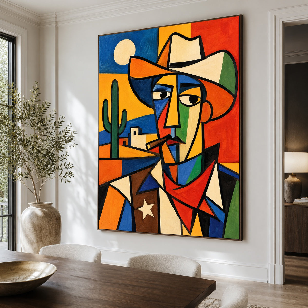 Frontier Angles - dining room close - western pop art painting