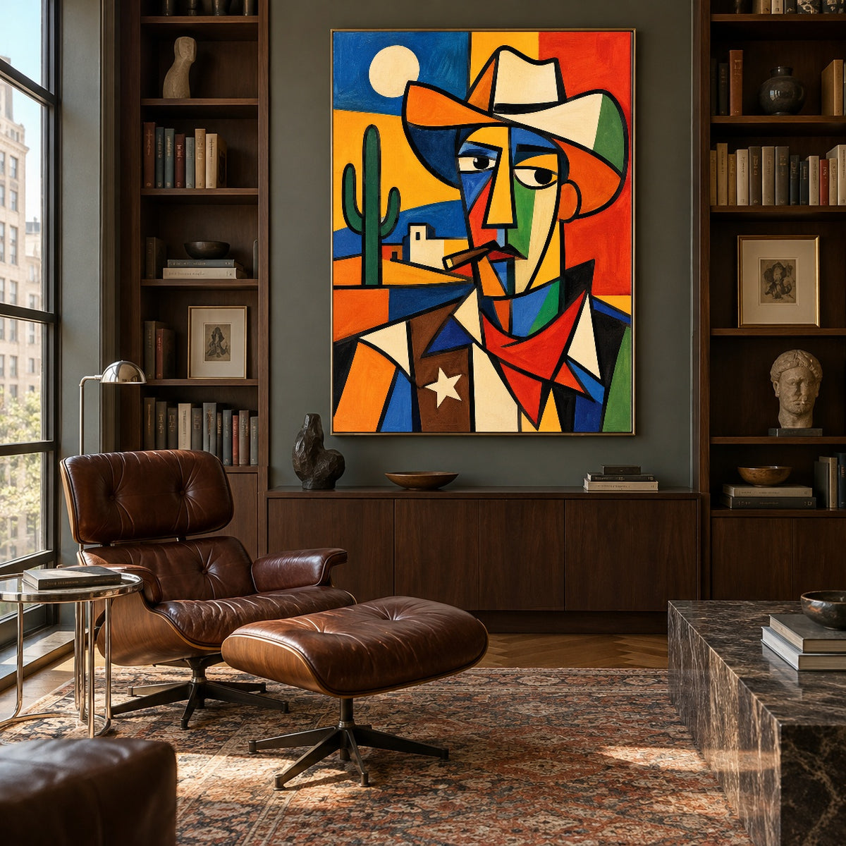 Frontier Angles - library lounge - western pop art painting