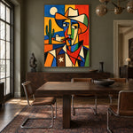 Frontier Angles - wood dining room - western pop art painting