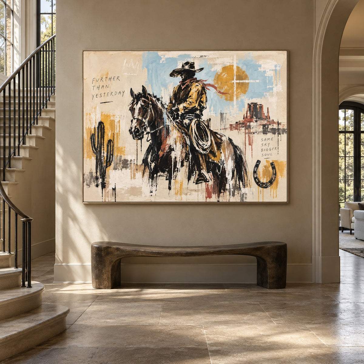 Frontier Ink - staircase entry - western pop art painting