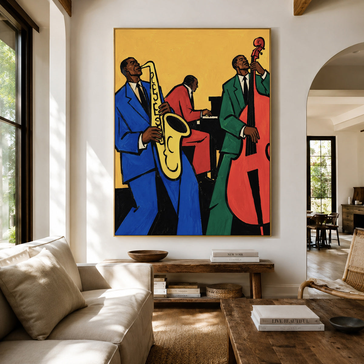 Golden Hour Trio - living room hero - western pop art painting
