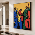Golden Hour Trio - oblique close view - western pop art painting