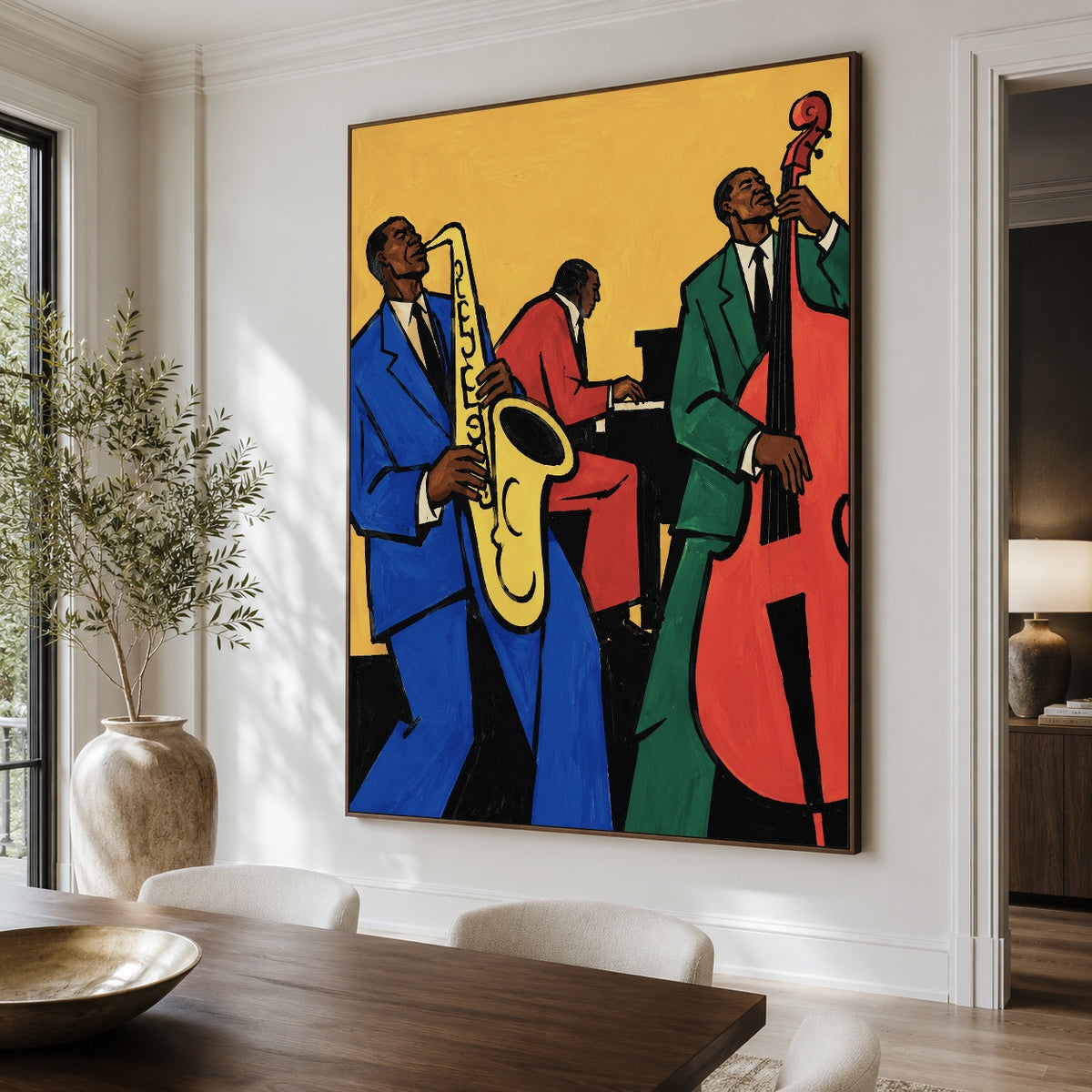 Golden Hour Trio - dining room close - western pop art painting