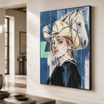Ivory Veil Reverie - oblique close view - western pop art painting