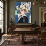 Ivory Veil Reverie - wood dining room - western pop art painting