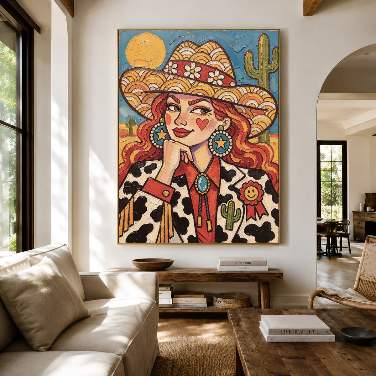 Marigold Muse - living room hero - western pop art painting