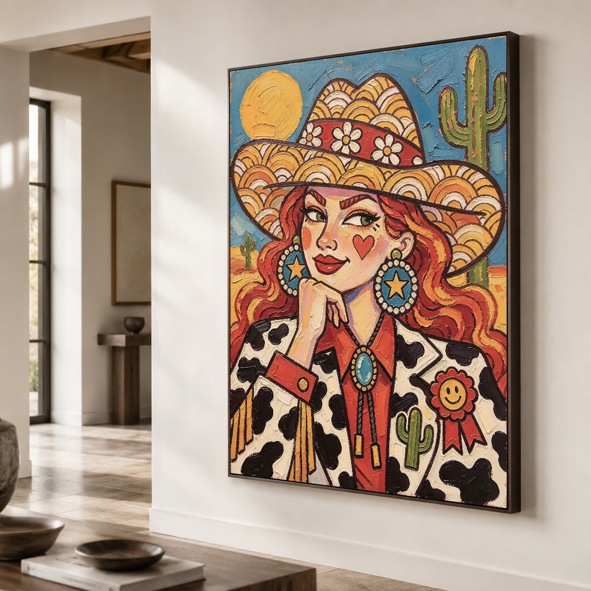 Marigold Muse - oblique close view - western pop art painting