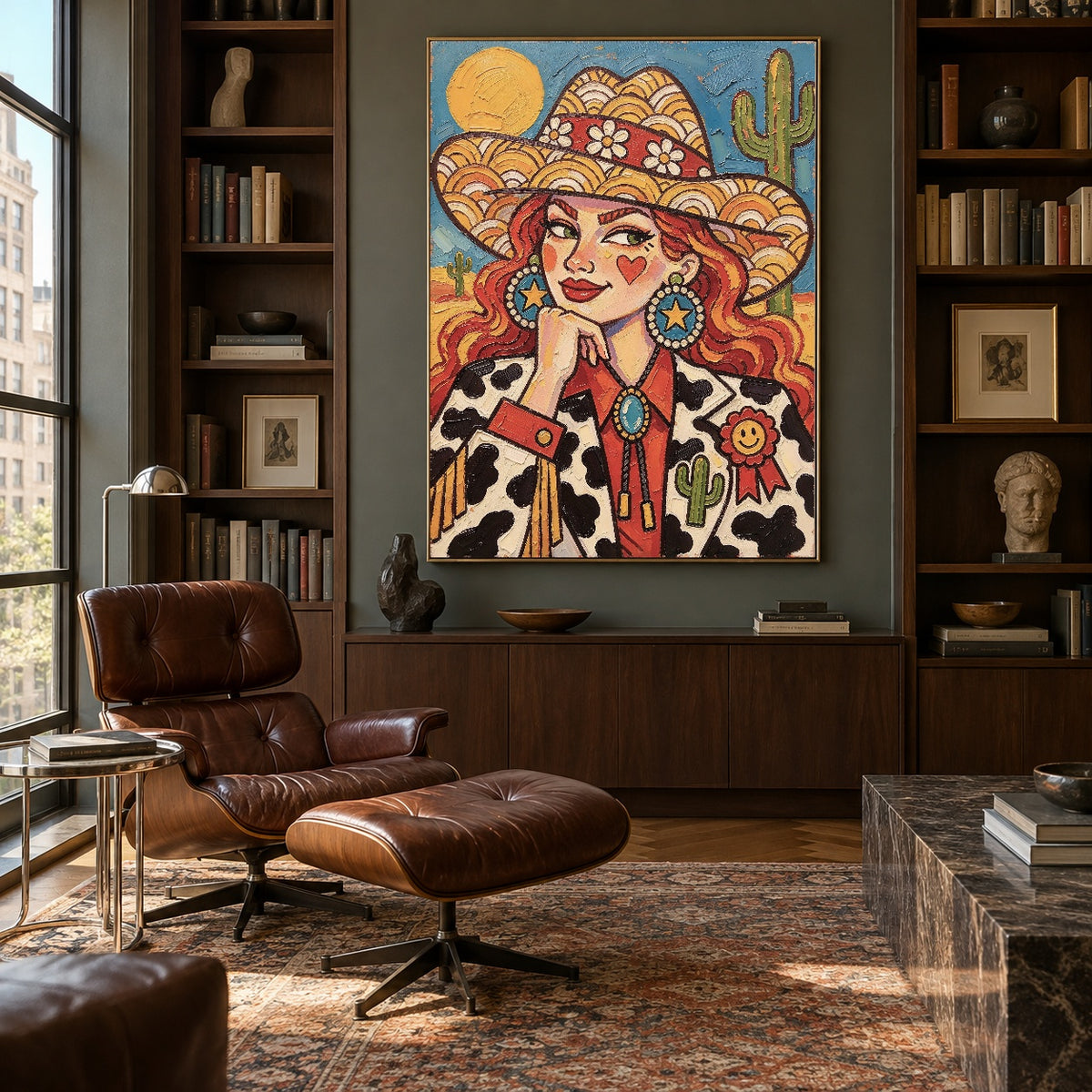 Marigold Muse - library lounge - western pop art painting