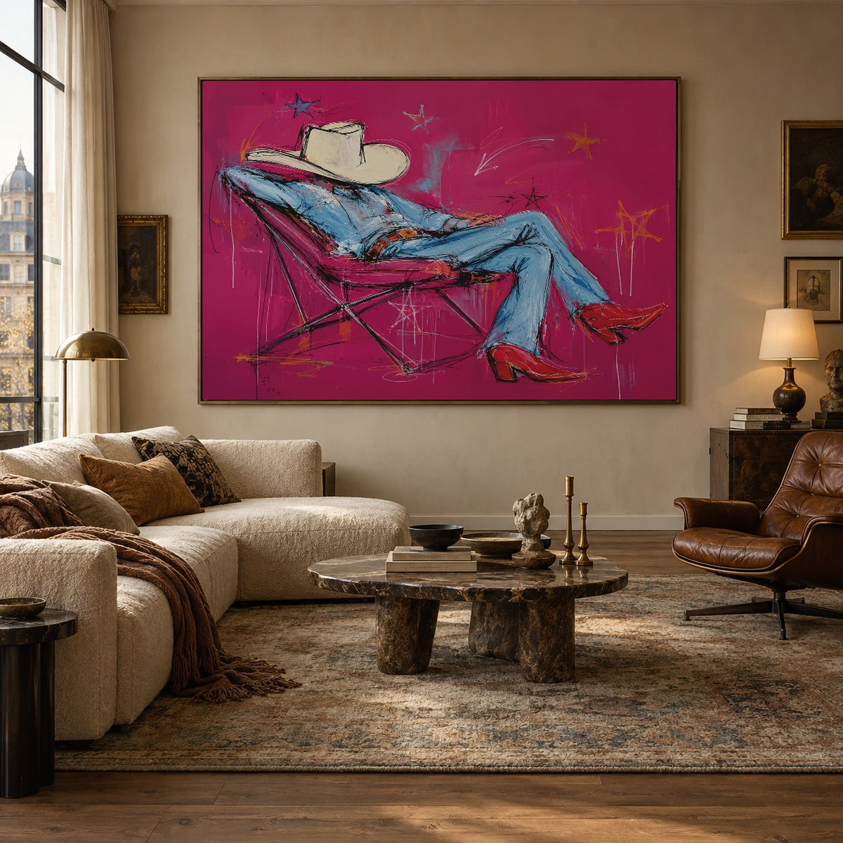 Off Duty Daydream - living room hero - western pop art painting