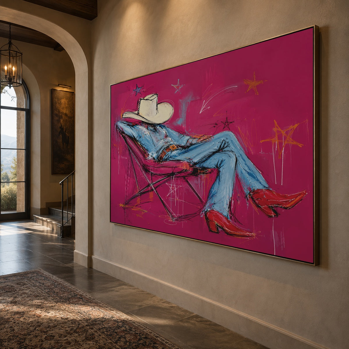 Off Duty Daydream - oblique close view - western pop art painting