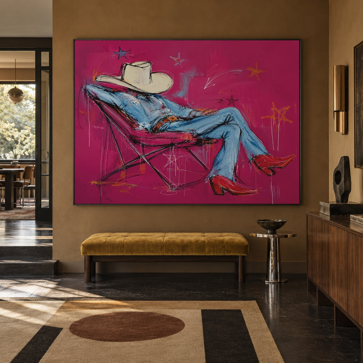 Off Duty Daydream - modern entry - western pop art painting