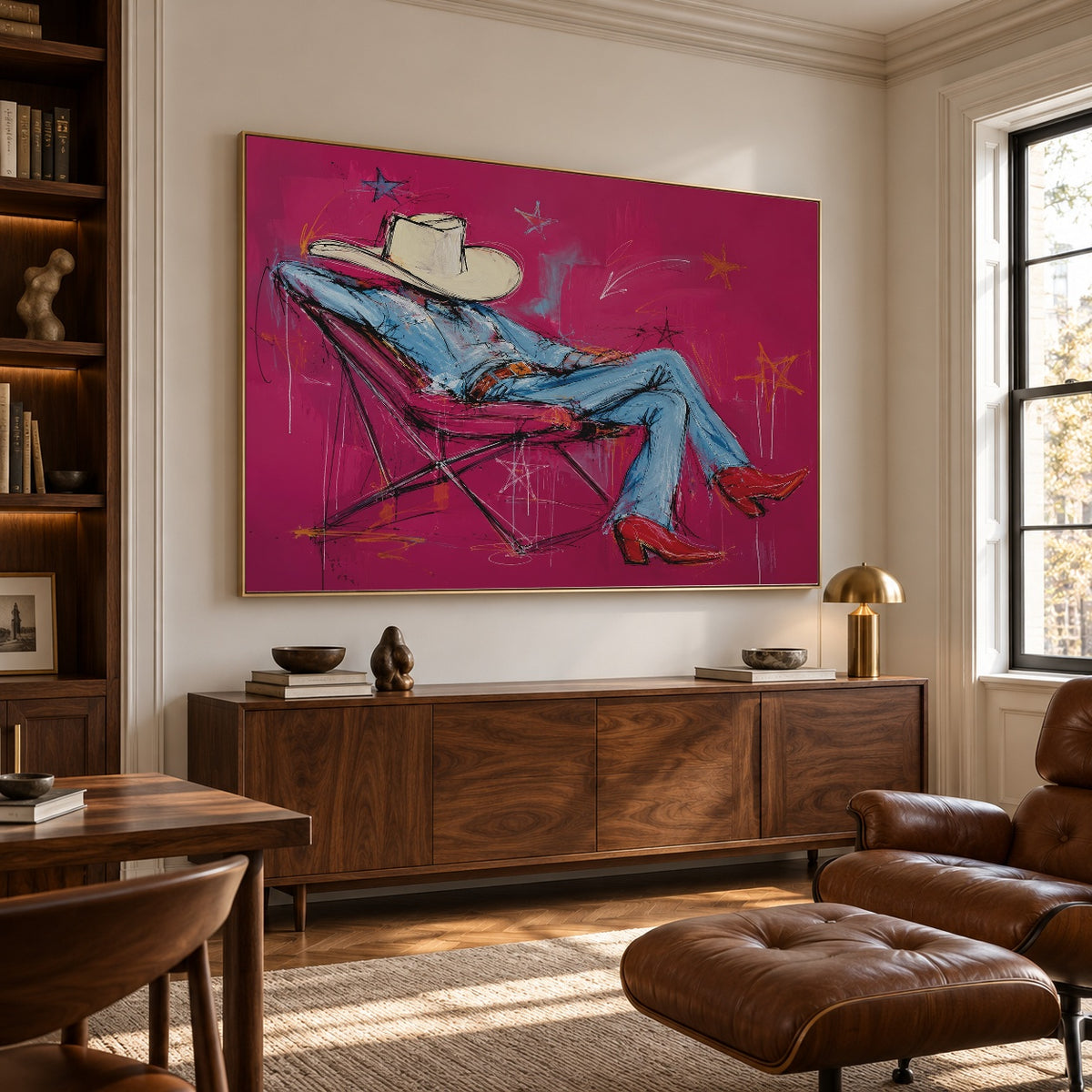 Off Duty Daydream - library lounge - western pop art painting