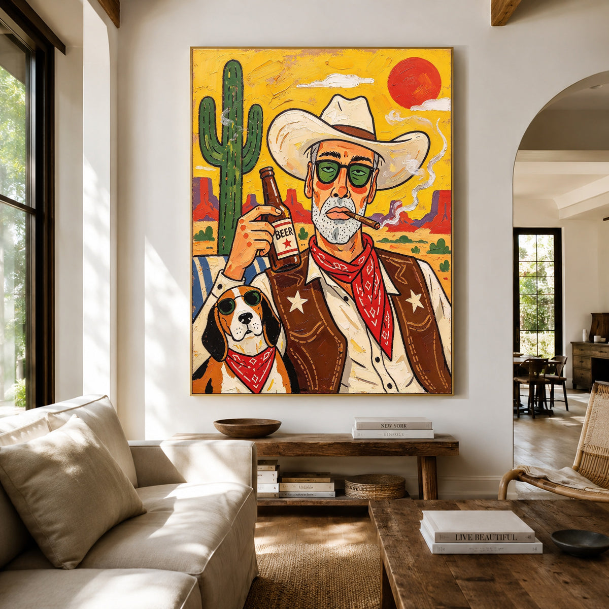 Partners Off the Clock - living room hero - western pop art painting