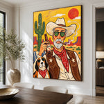 Partners Off the Clock - dining room close - western pop art painting