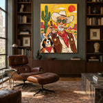 Partners Off the Clock - library lounge - western pop art painting