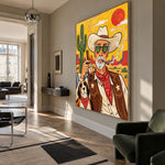 Partners Off the Clock - modern living room - western pop art painting