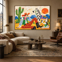 Patchwork Desert Dreams - living room hero - western pop art painting
