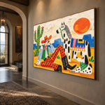 Patchwork Desert Dreams - oblique close view - western pop art painting