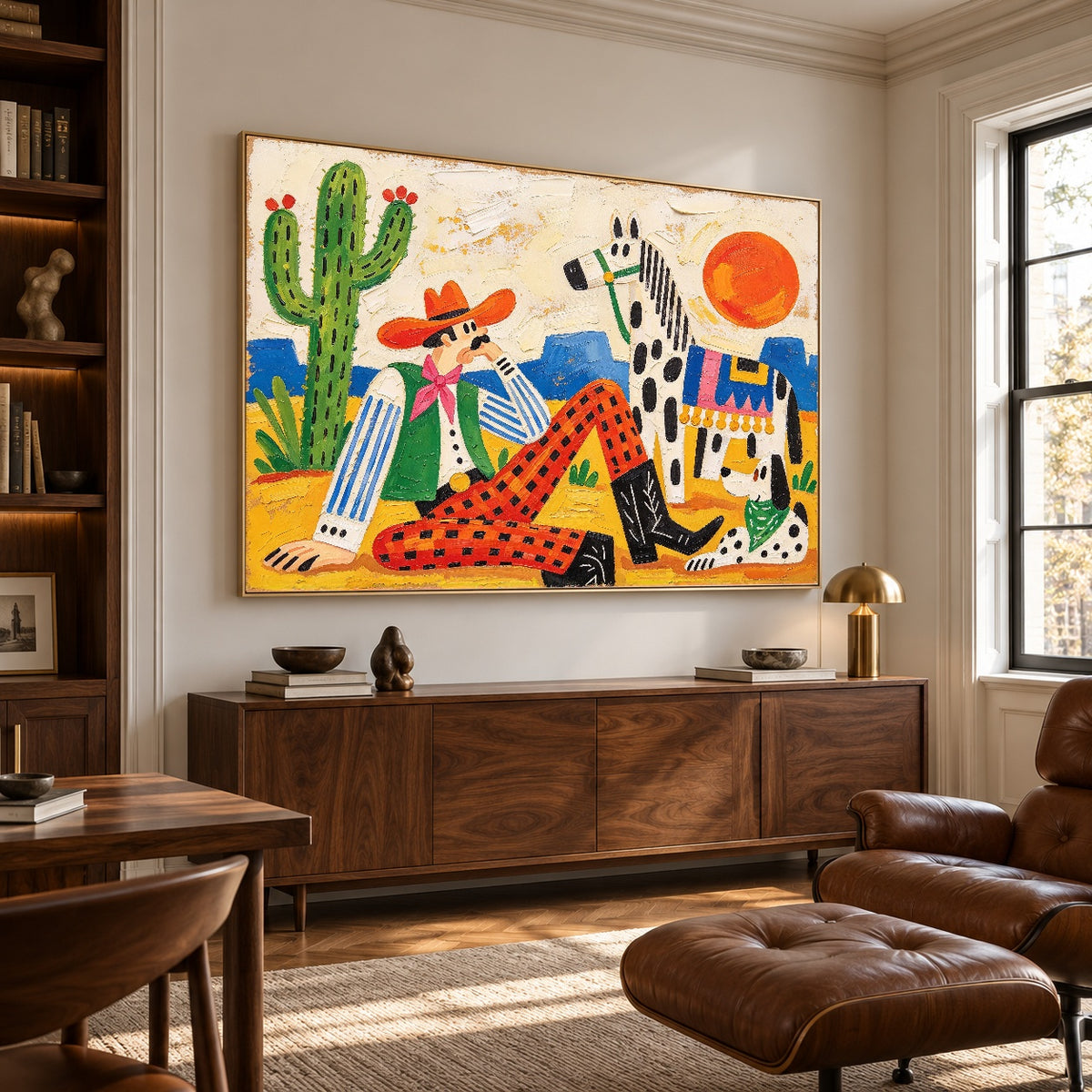 Patchwork Desert Dreams - library lounge - western pop art painting