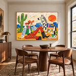 Patchwork Desert Dreams - round table dining - western pop art painting