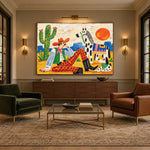 Patchwork Desert Dreams - intimate lounge - western pop art painting