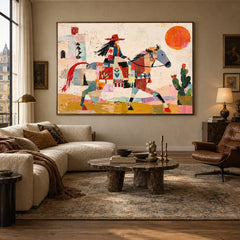 Patchwork Outrider - living room hero - western pop art painting