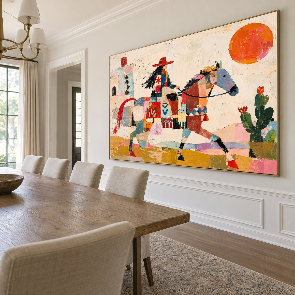 Patchwork Outrider - dining room side - western pop art painting