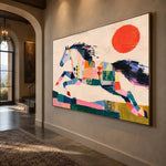 Prismatic Gallop - oblique close view - western pop art painting