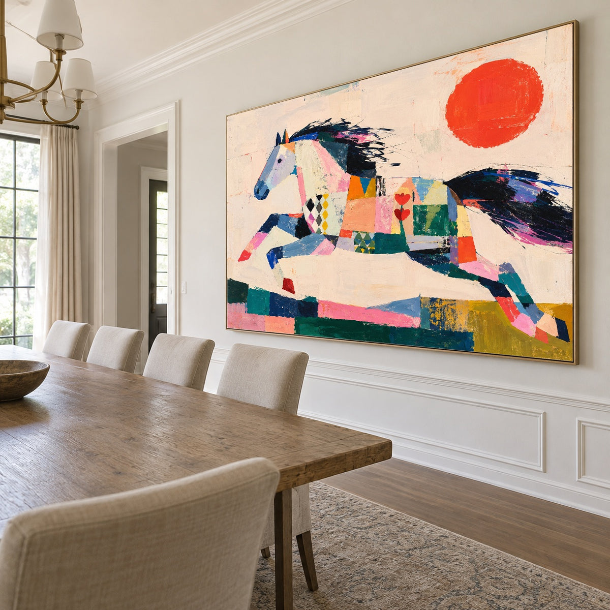 Prismatic Gallop - dining room side - western pop art painting