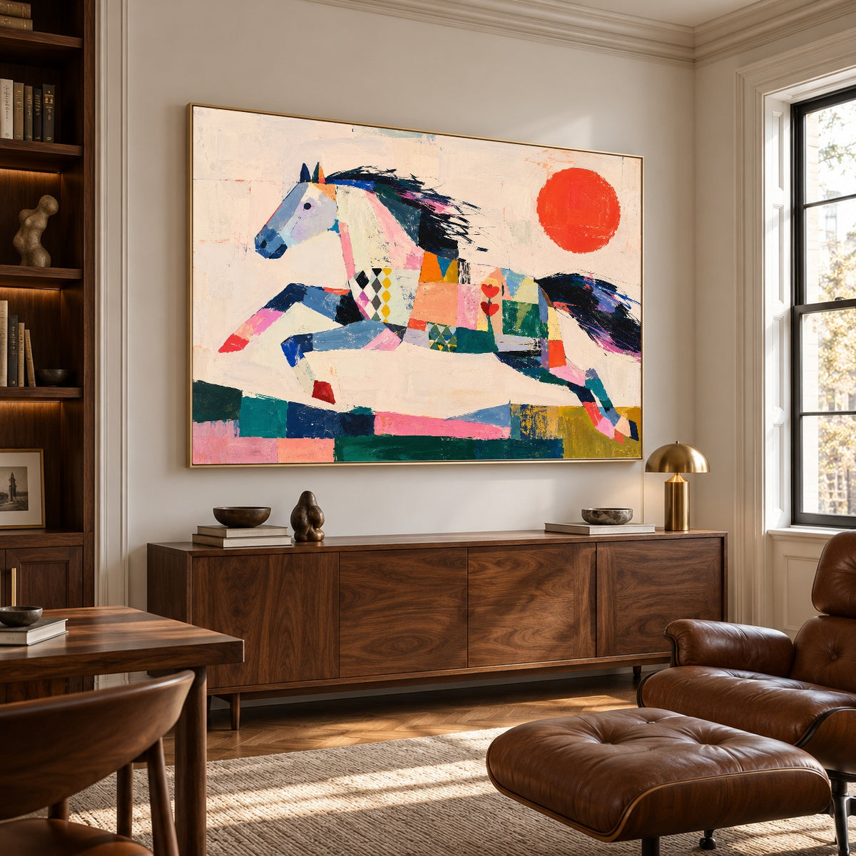 Prismatic Gallop - library lounge - western pop art painting