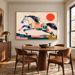 Prismatic Gallop - round table dining - western pop art painting