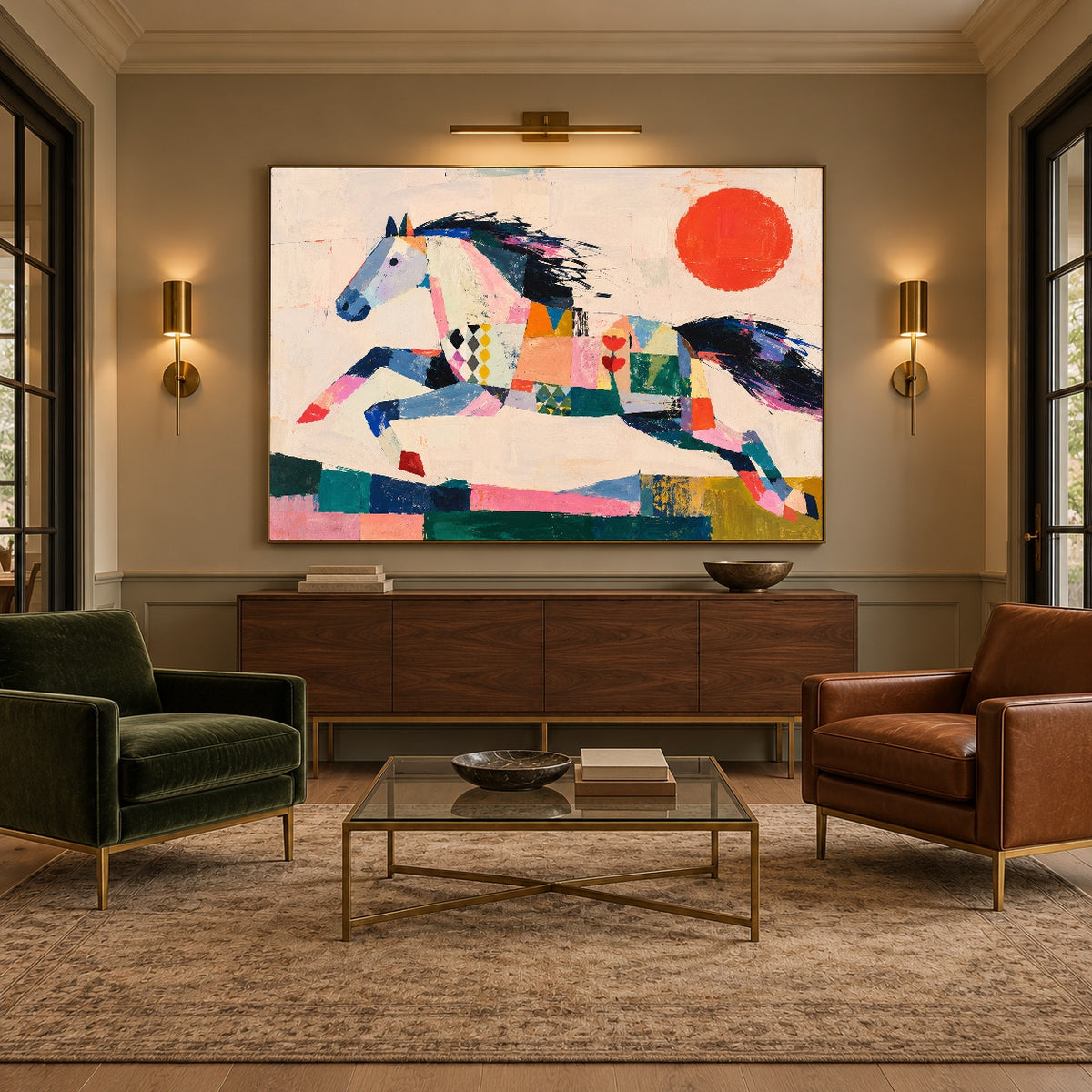 Prismatic Gallop - intimate lounge - western pop art painting