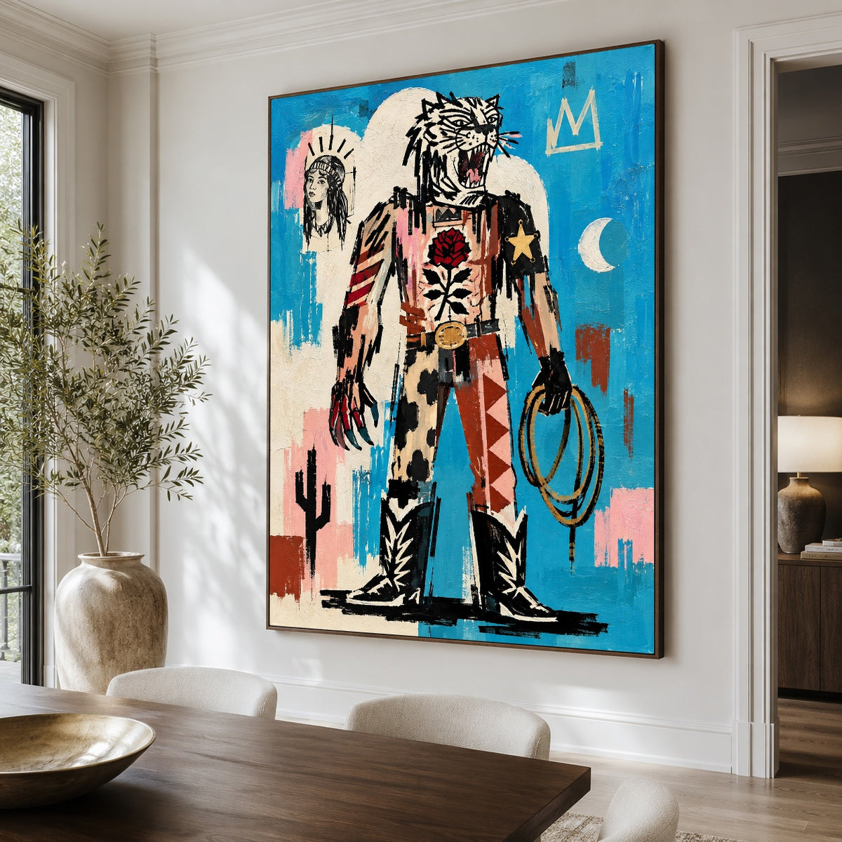 Rosehearted Renegade - dining room close - western pop art painting