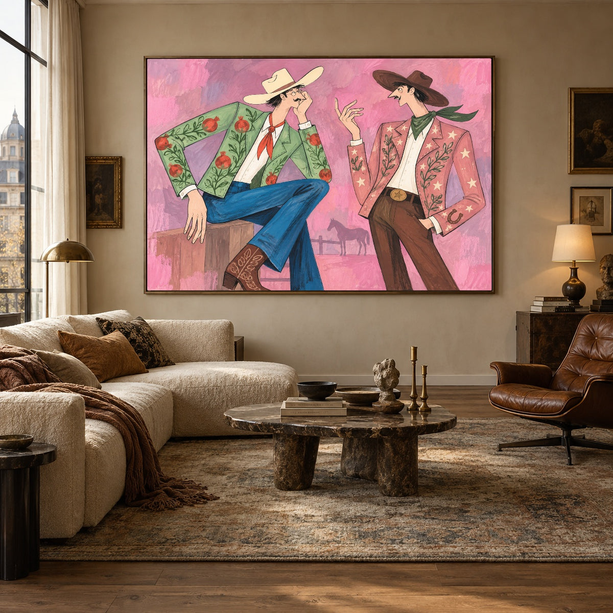Rosewater Rendezvous - living room hero - western pop art painting