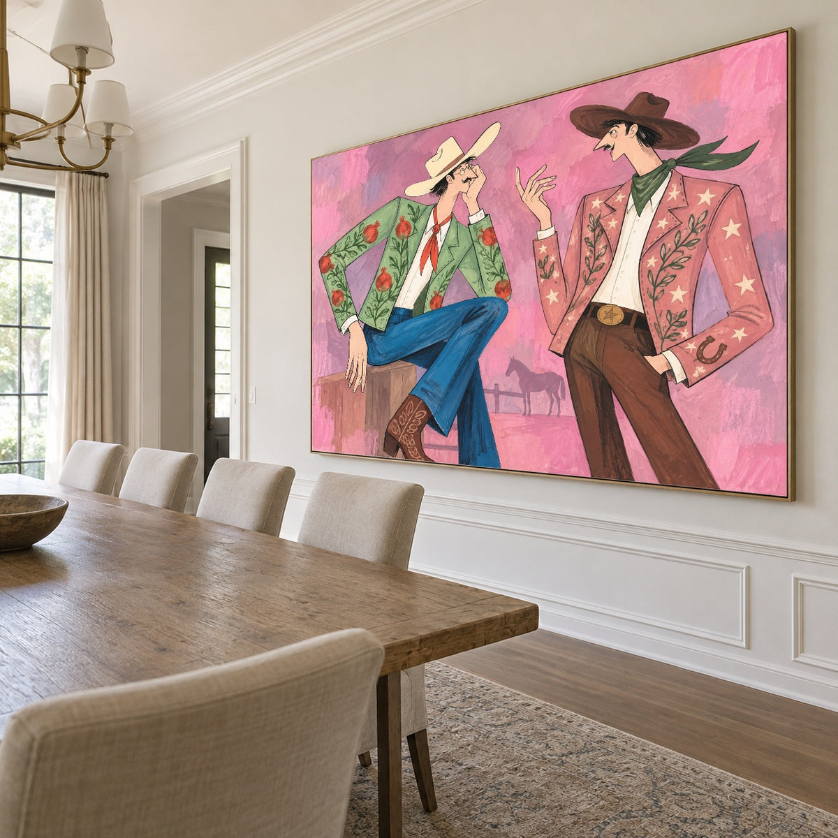 Rosewater Rendezvous - dining room side - western pop art painting