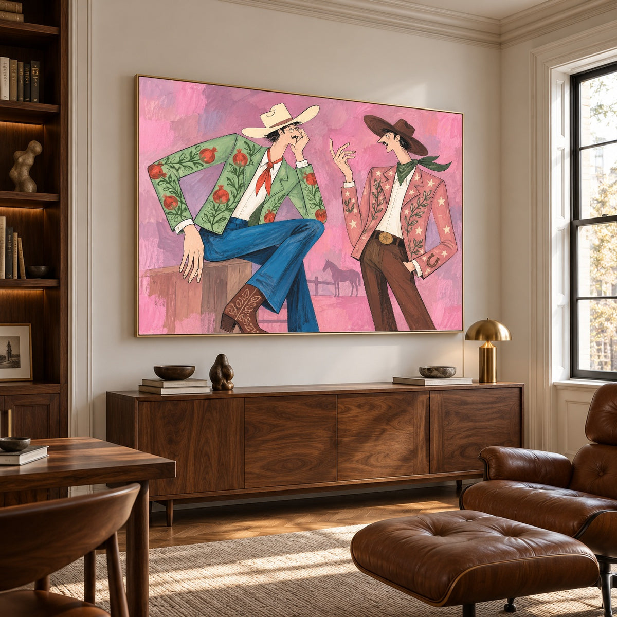 Rosewater Rendezvous - library lounge - western pop art painting