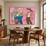 Rosewater Rendezvous - round table dining - western pop art painting