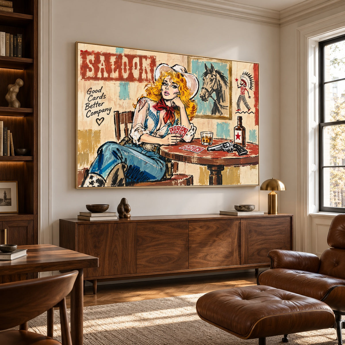 Saloon Hour Spark - library lounge - western pop art painting